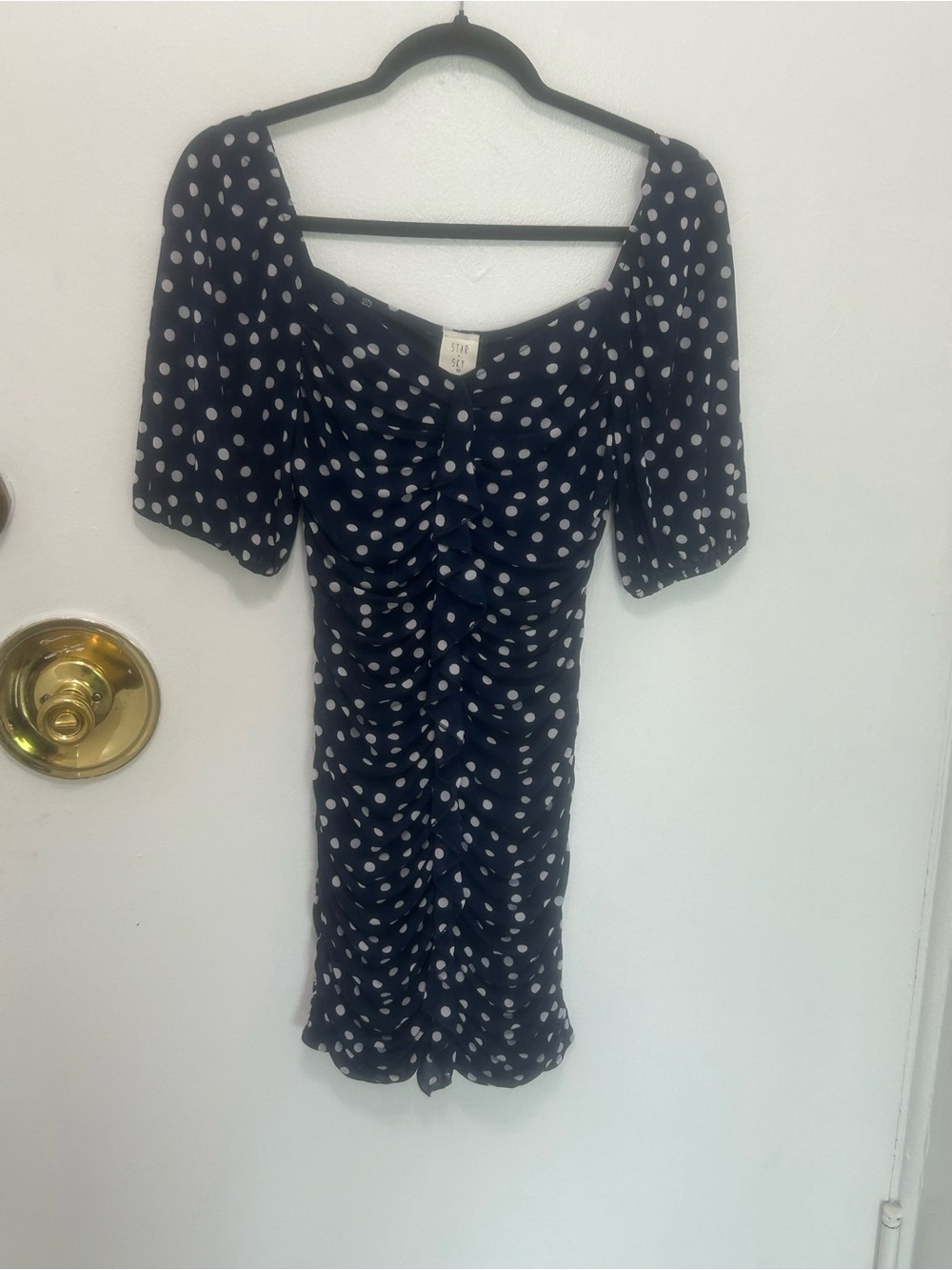 Nordstrom Navy and White Polka Dot Midi Dress